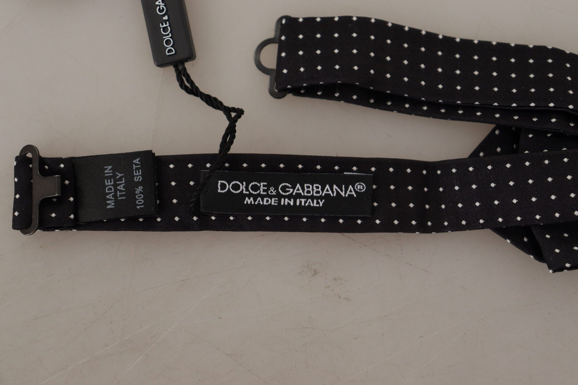 Dolce & Gabbana Black White Polka Dot Adjustable Neck Papillon Bow Tie Dolce & Gabbana