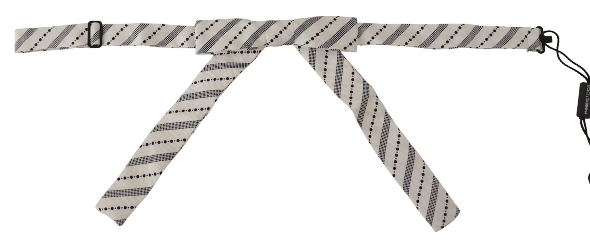 Dolce & Gabbana White Black Polka Dot 100% Silk Neck Papillon Bow Tie Dolce & Gabbana