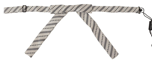 Dolce & Gabbana White Black Polka Dot 100% Silk Neck Papillon Bow Tie Dolce & Gabbana