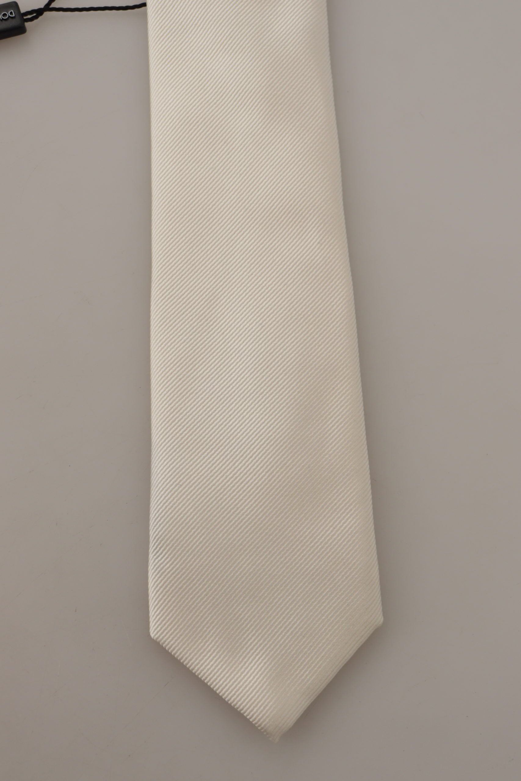 Dolce & Gabbana Off-White 100% Silk Slim Adjustable Accessory Necktie Dolce & Gabbana