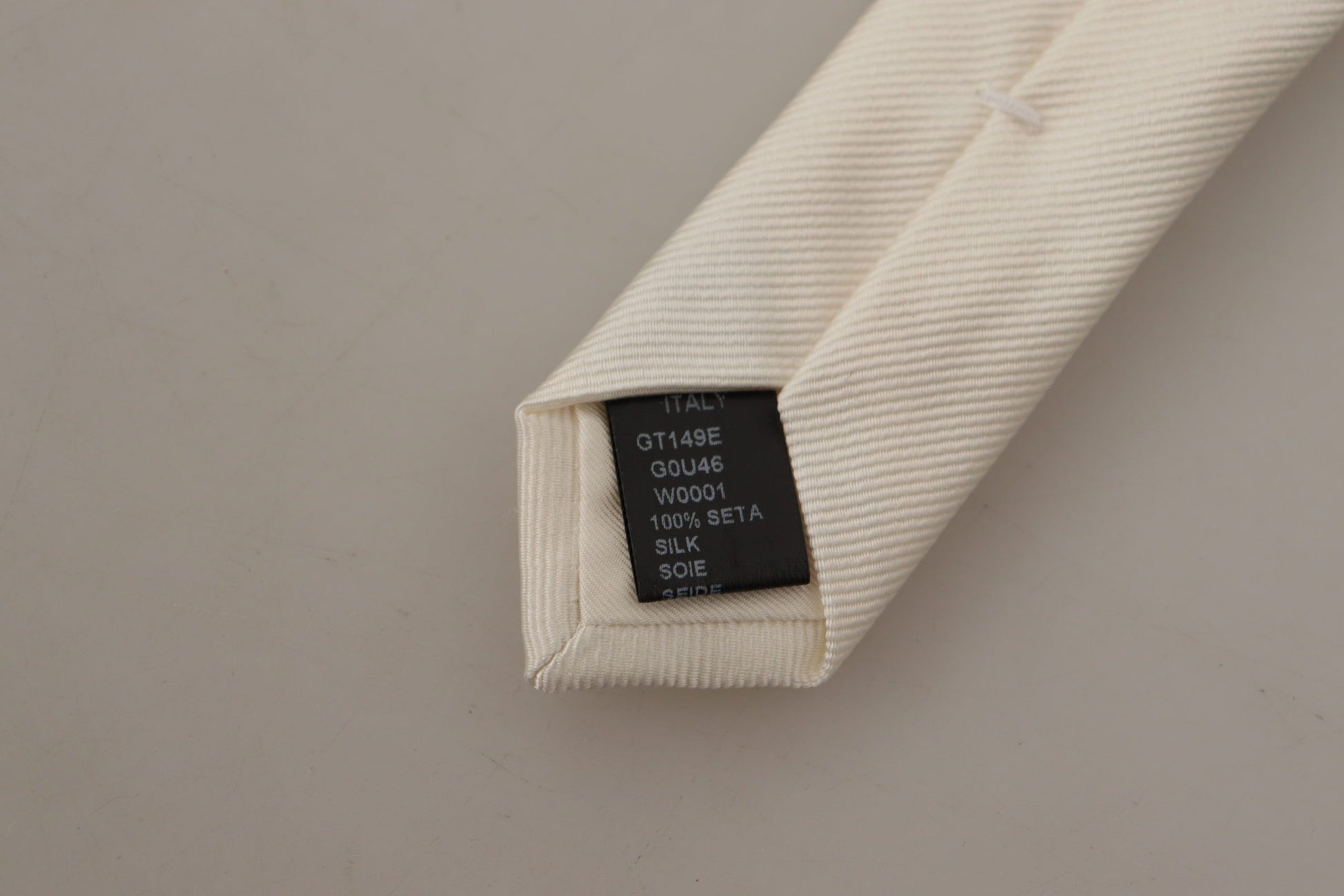 Dolce & Gabbana Off-White 100% Silk Slim Adjustable Accessory Necktie Dolce & Gabbana