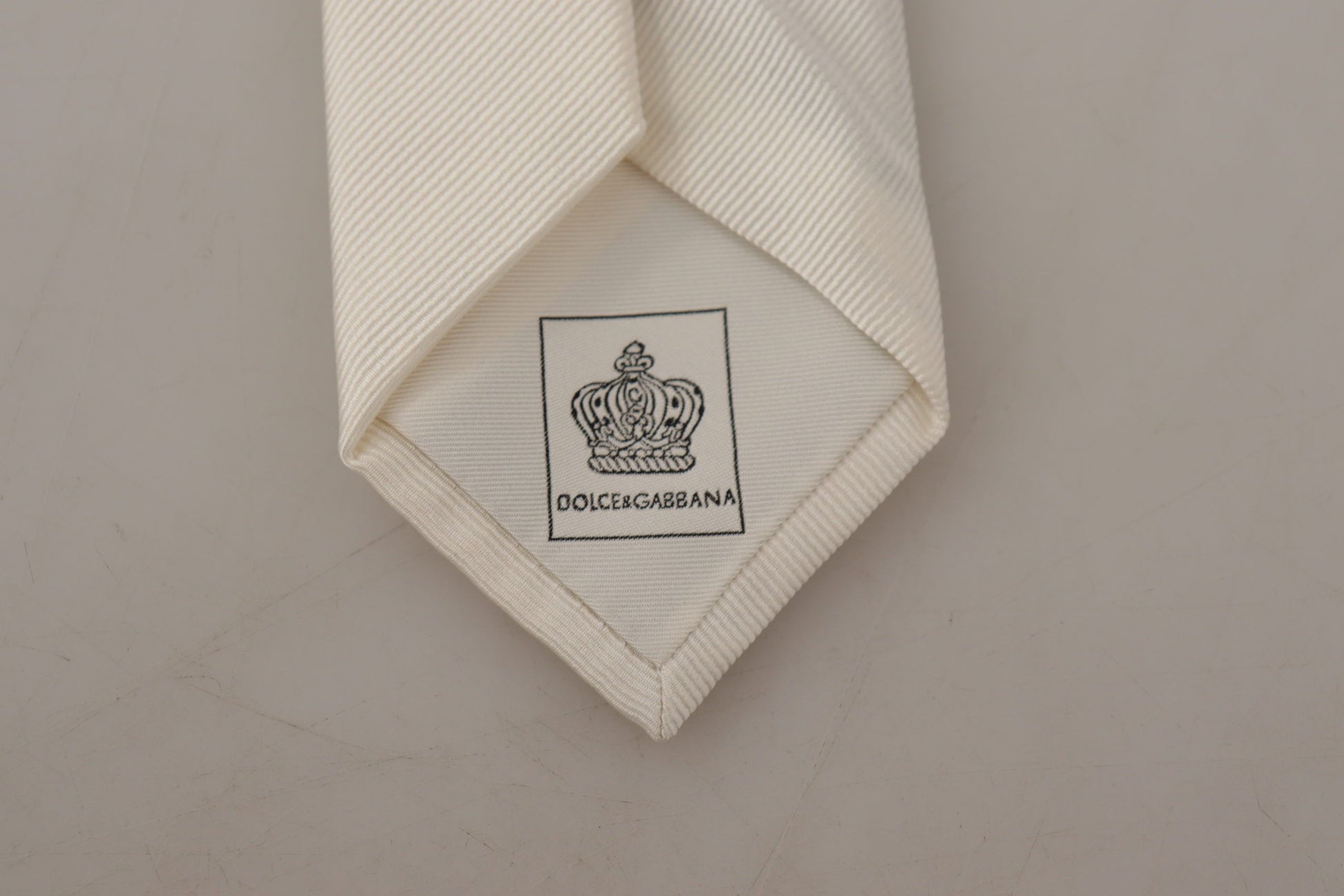 Dolce & Gabbana Off-White 100% Silk Slim Adjustable Accessory Necktie Dolce & Gabbana
