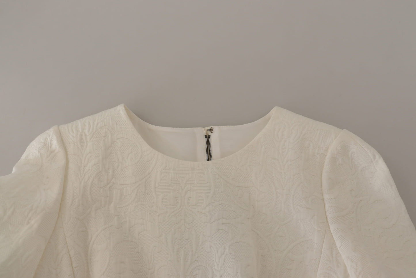 Dolce & Gabbana White Jaquard Midi Floral Sheath Brocade Dress Dolce & Gabbana