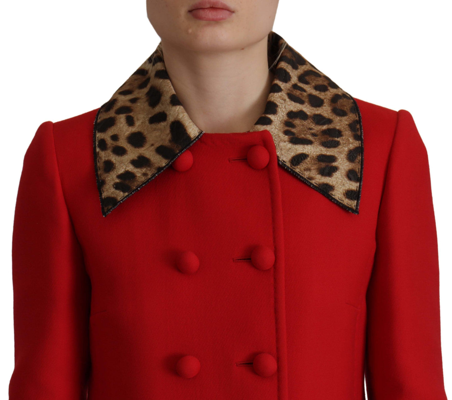 Dolce & Gabbana Red Leopard Wool Trenchcoat Jacket Dolce & Gabbana