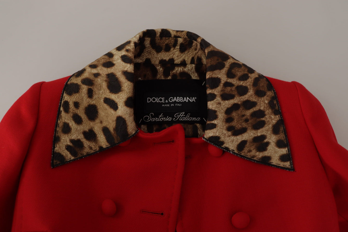 Dolce & Gabbana Red Leopard Wool Trenchcoat Jacket Dolce & Gabbana