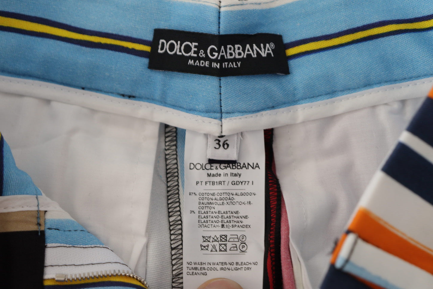Dolce & Gabbana Multicolor Striped High Waist Cotton Pants Dolce & Gabbana