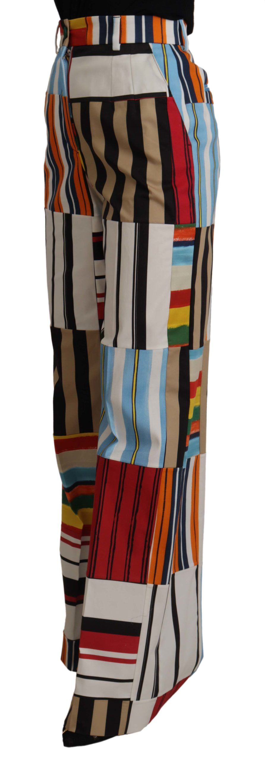 Dolce & Gabbana Multicolor Striped High Waist Cotton Pants Dolce & Gabbana