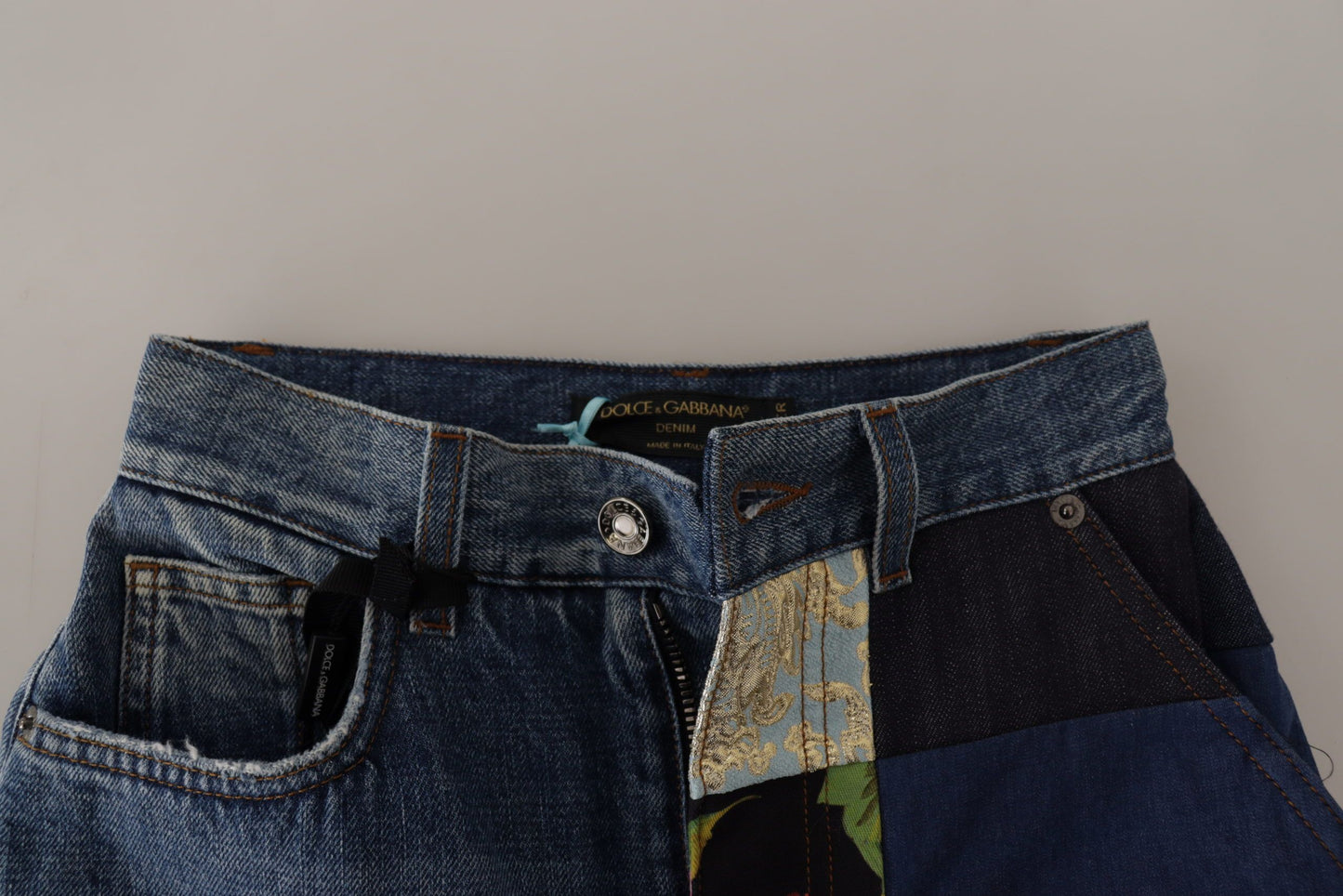 Dolce & Gabbana Blue Jeans Jacquard Majolica High Waist Pants Dolce & Gabbana