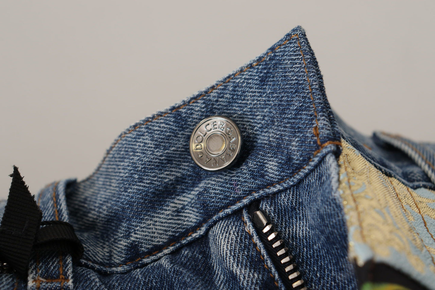 Dolce & Gabbana Blue Jeans Jacquard Majolica High Waist Pants Dolce & Gabbana