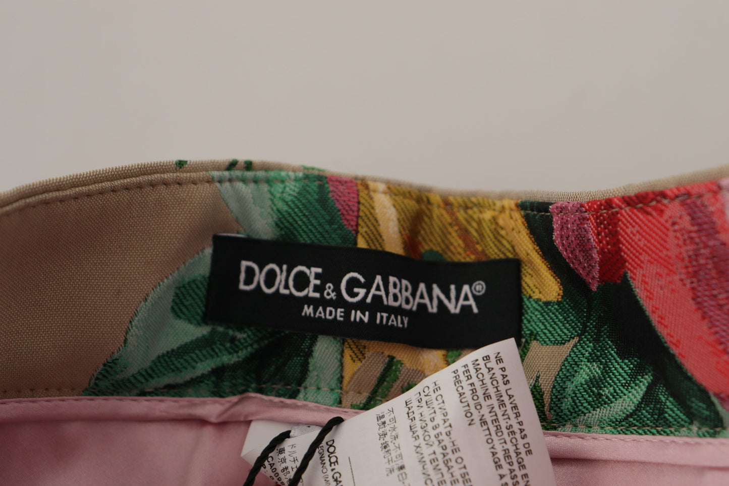 Dolce & Gabbana Beige Floral Dress Formal High Waist Pants Dolce & Gabbana