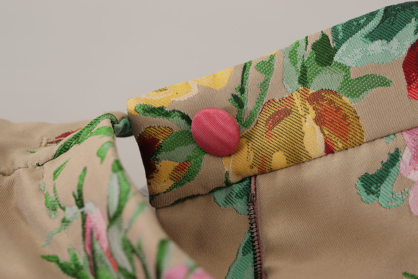 Dolce & Gabbana Beige Floral Dress Formal High Waist Pants Dolce & Gabbana