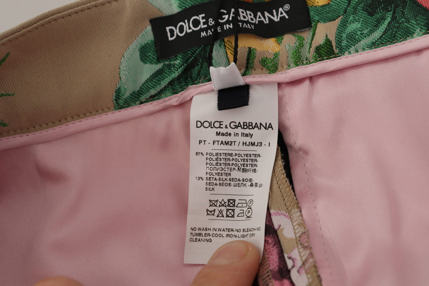 Dolce & Gabbana Beige Floral Dress Formal High Waist Pants Dolce & Gabbana
