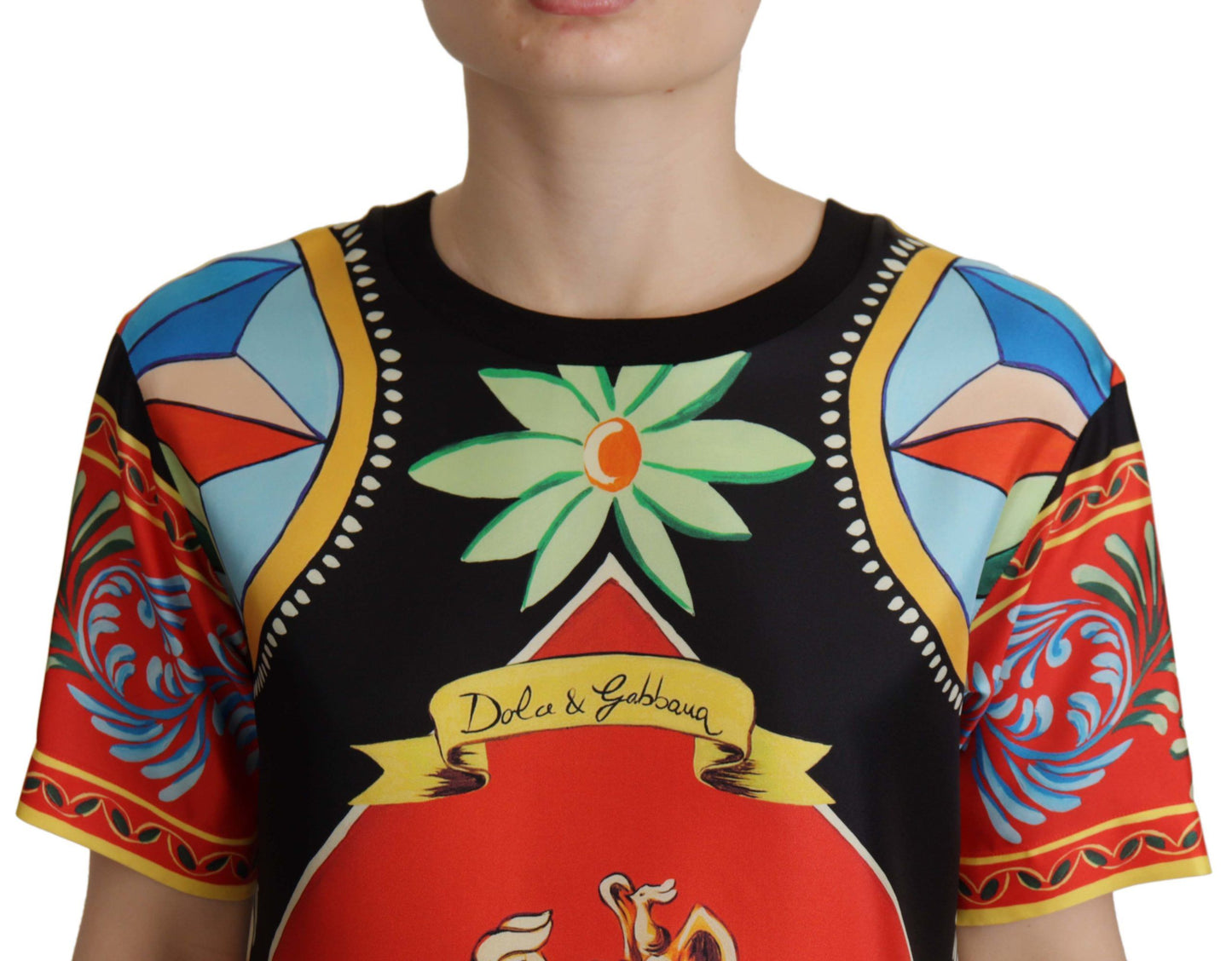 Dolce & Gabbana Multicolor Soldier Carretto Silk Top T-shirt Dolce & Gabbana