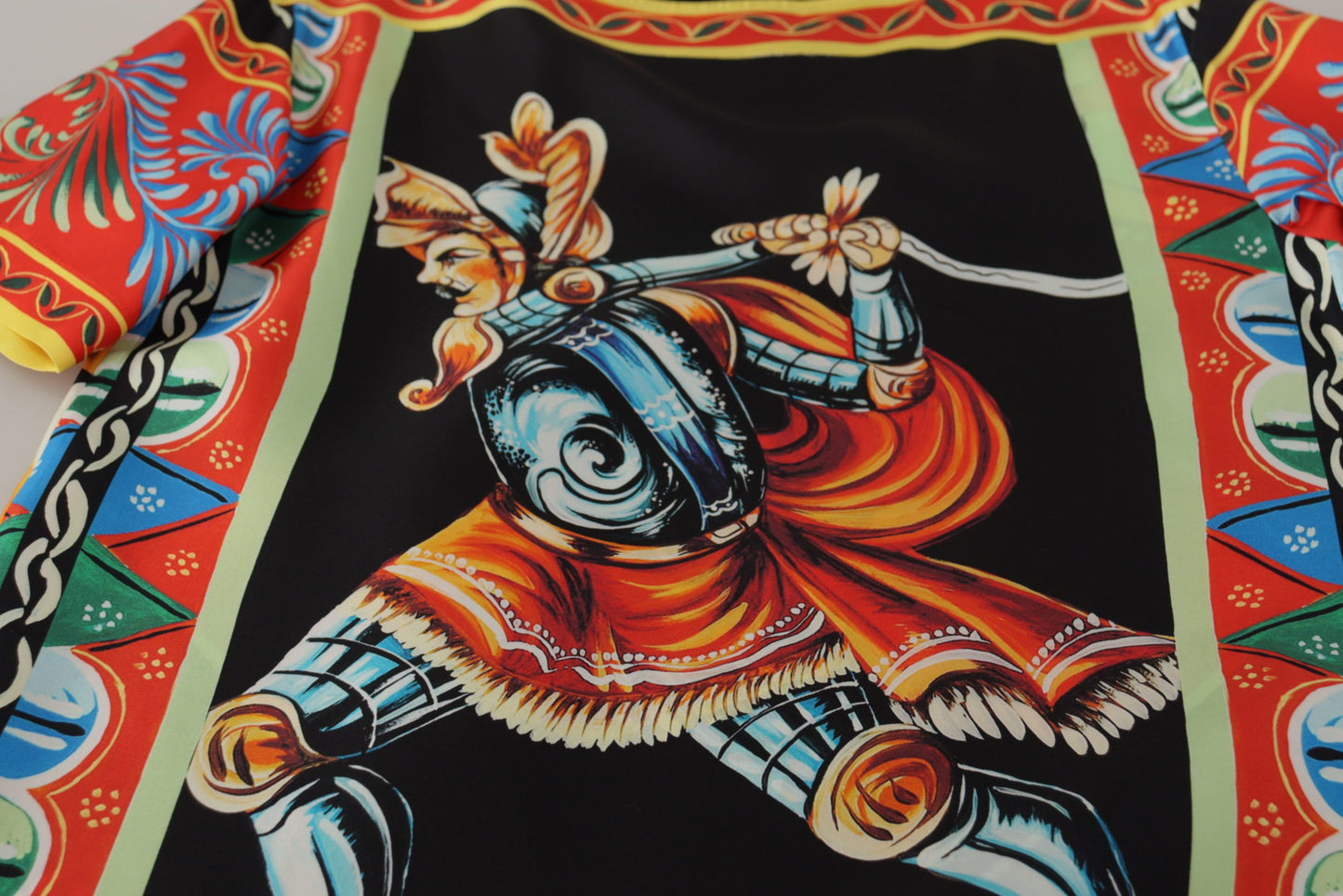 Dolce & Gabbana Multicolor Soldier Carretto Silk Top T-shirt Dolce & Gabbana