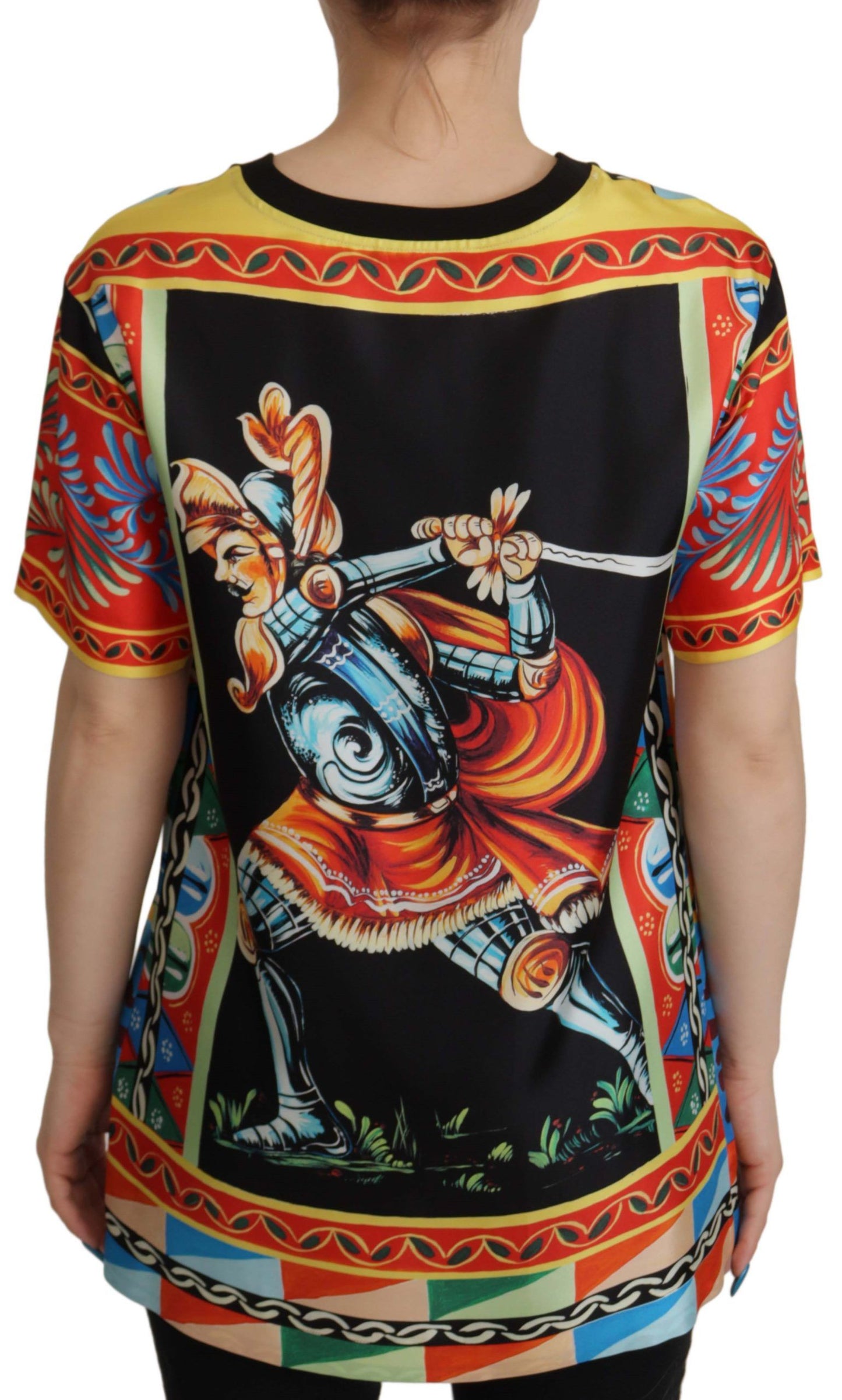 Dolce & Gabbana Multicolor Soldier Carretto Silk Top T-shirt Dolce & Gabbana