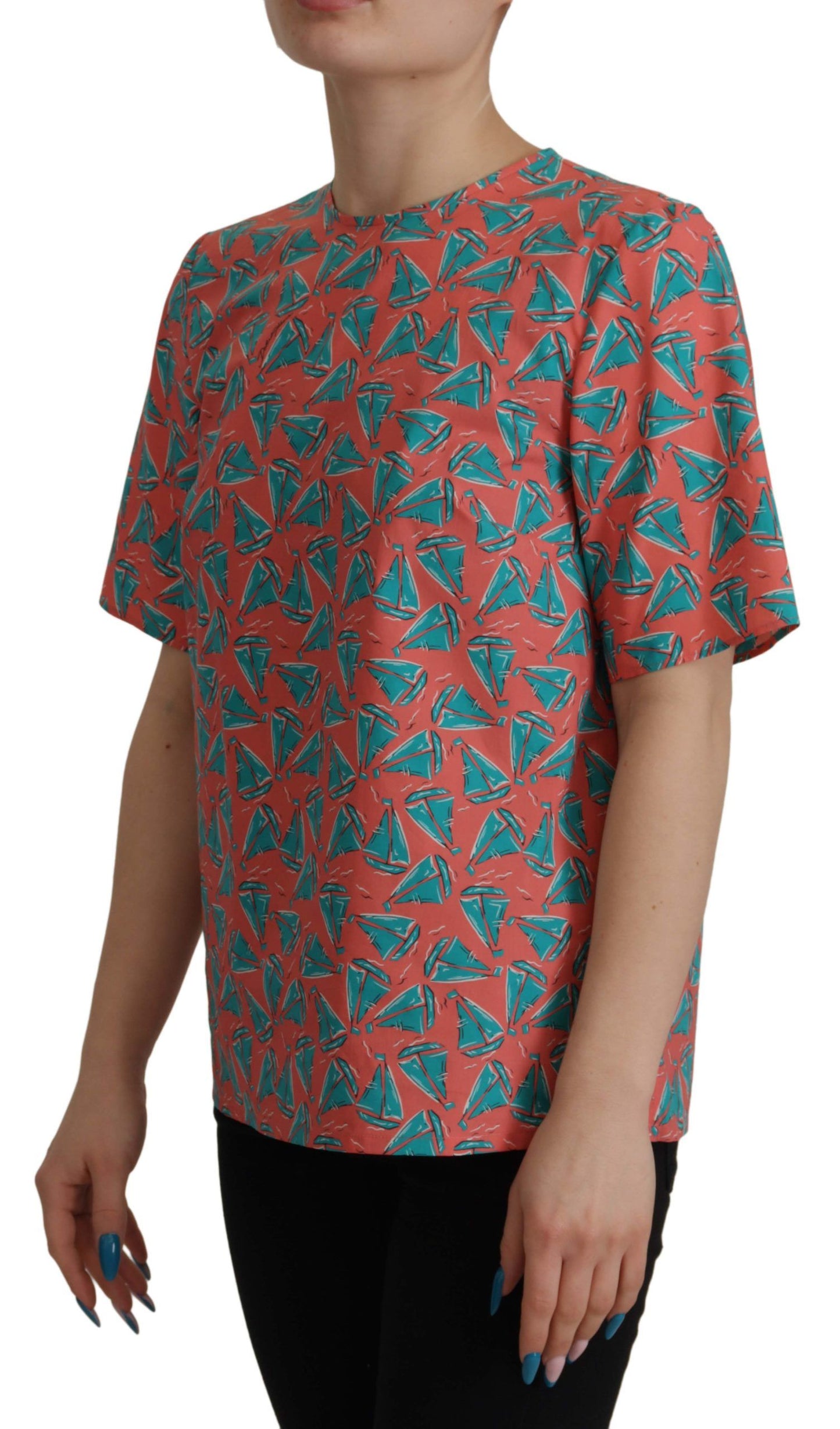 Dolce & Gabbana Pink Sail Boat Print Cotton T-shirt Dolce & Gabbana