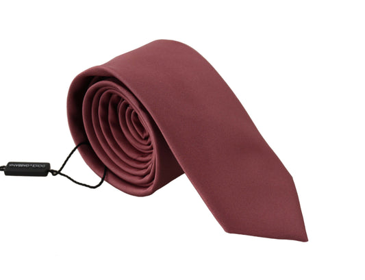 Dolce & Gabbana Pink Solid Print Silk Adjustable Necktie Accessory Tie Dolce & Gabbana