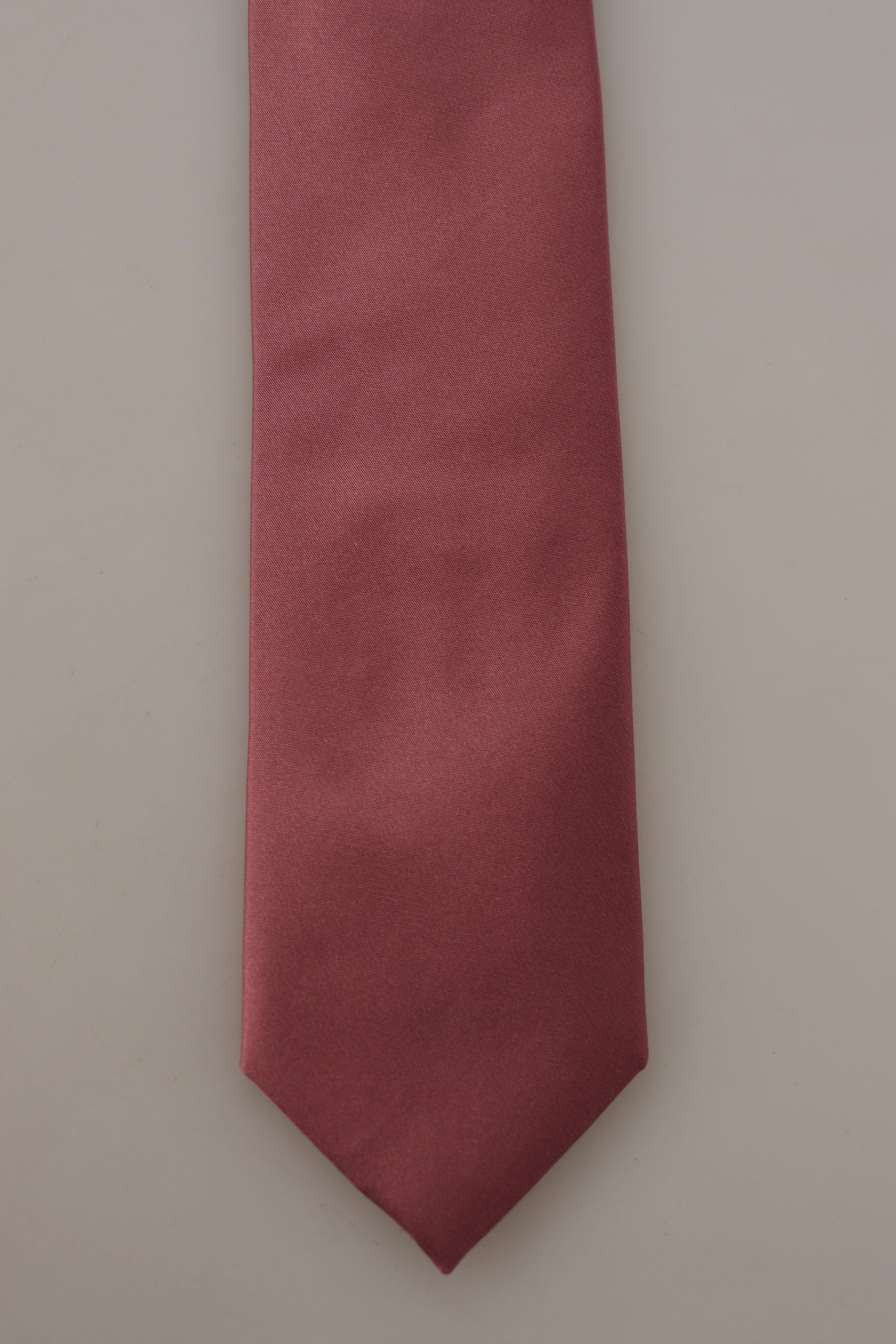 Dolce & Gabbana Pink Solid Print Silk Adjustable Necktie Accessory Tie Dolce & Gabbana