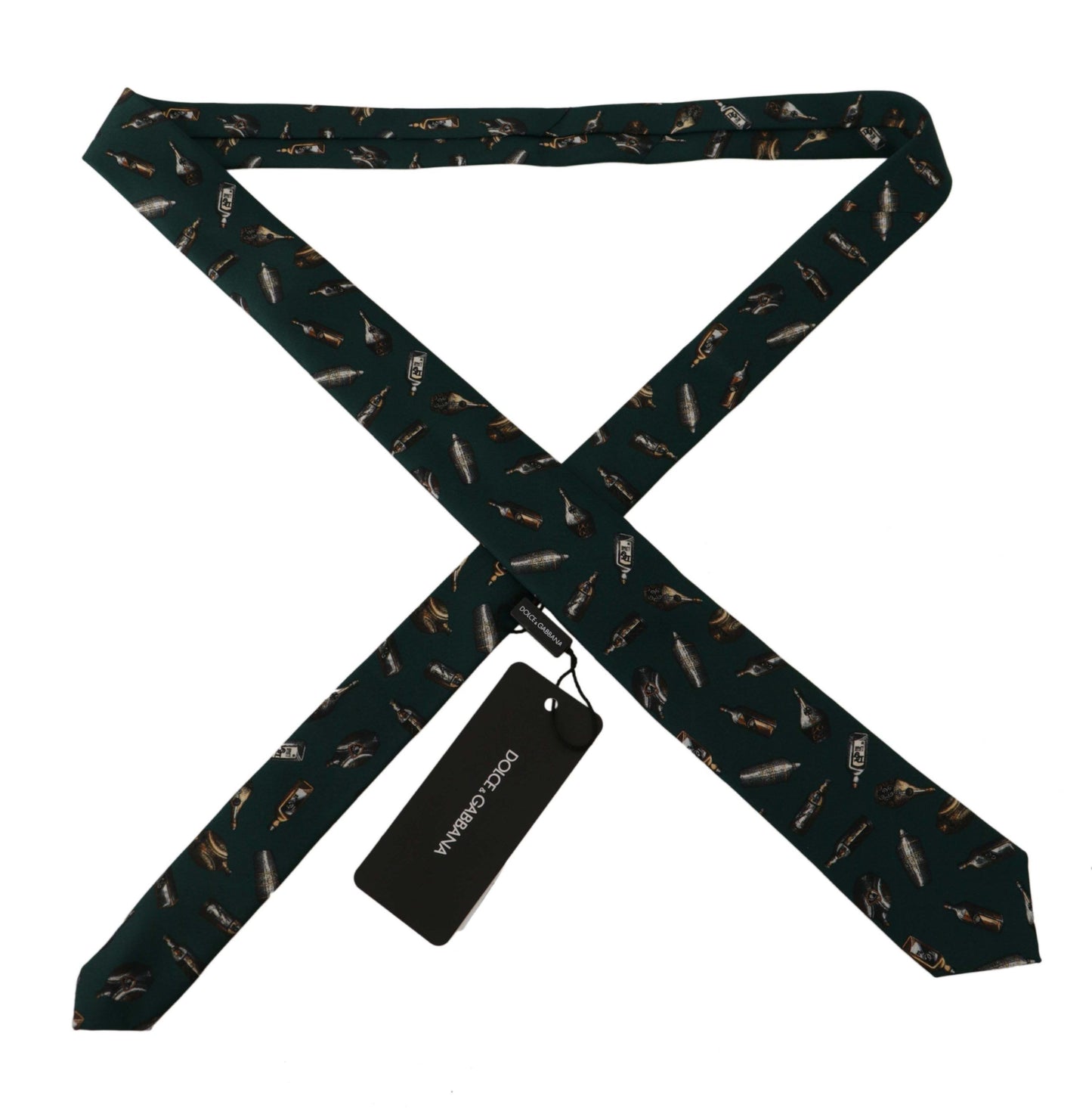 Dolce & Gabbana Black Bottle Fantasy Print Silk Adjustable Accessory Tie Dolce & Gabbana