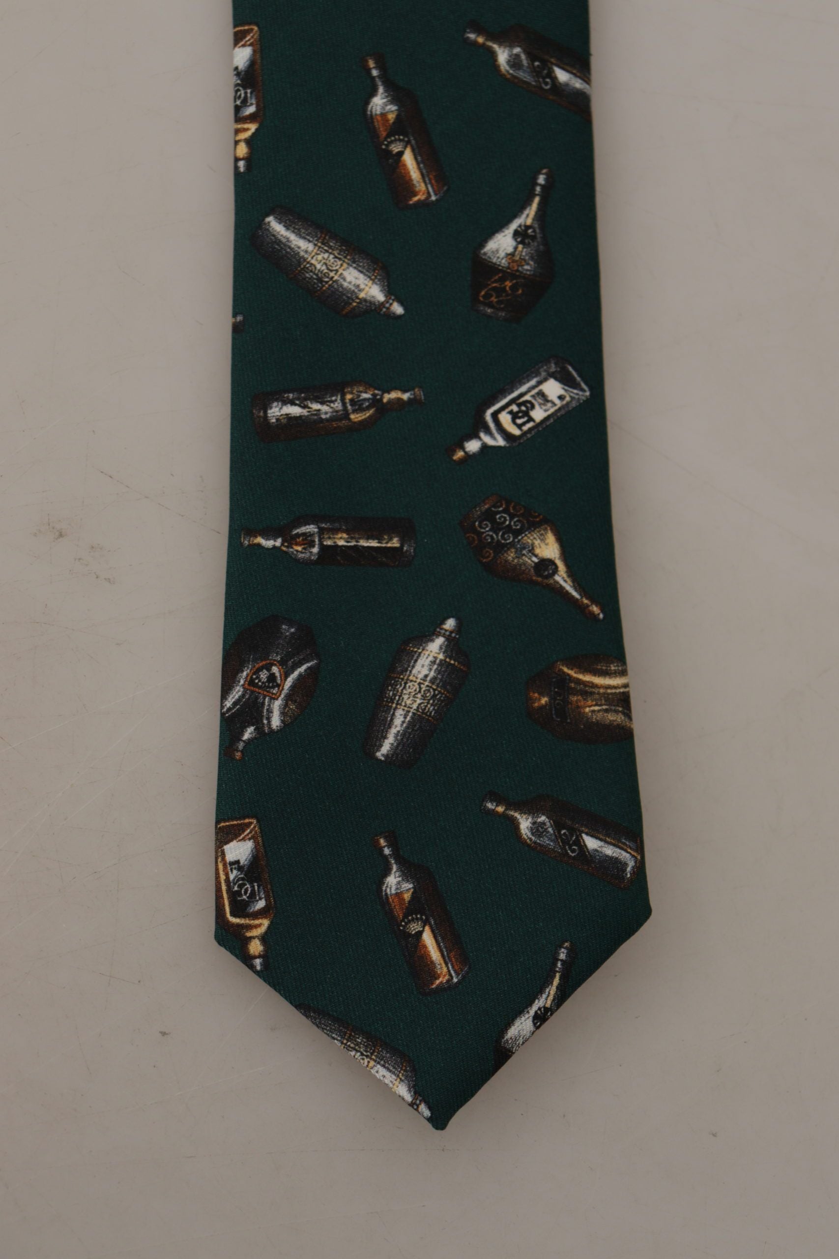 Dolce & Gabbana Black Bottle Fantasy Print Silk Adjustable Accessory Tie Dolce & Gabbana