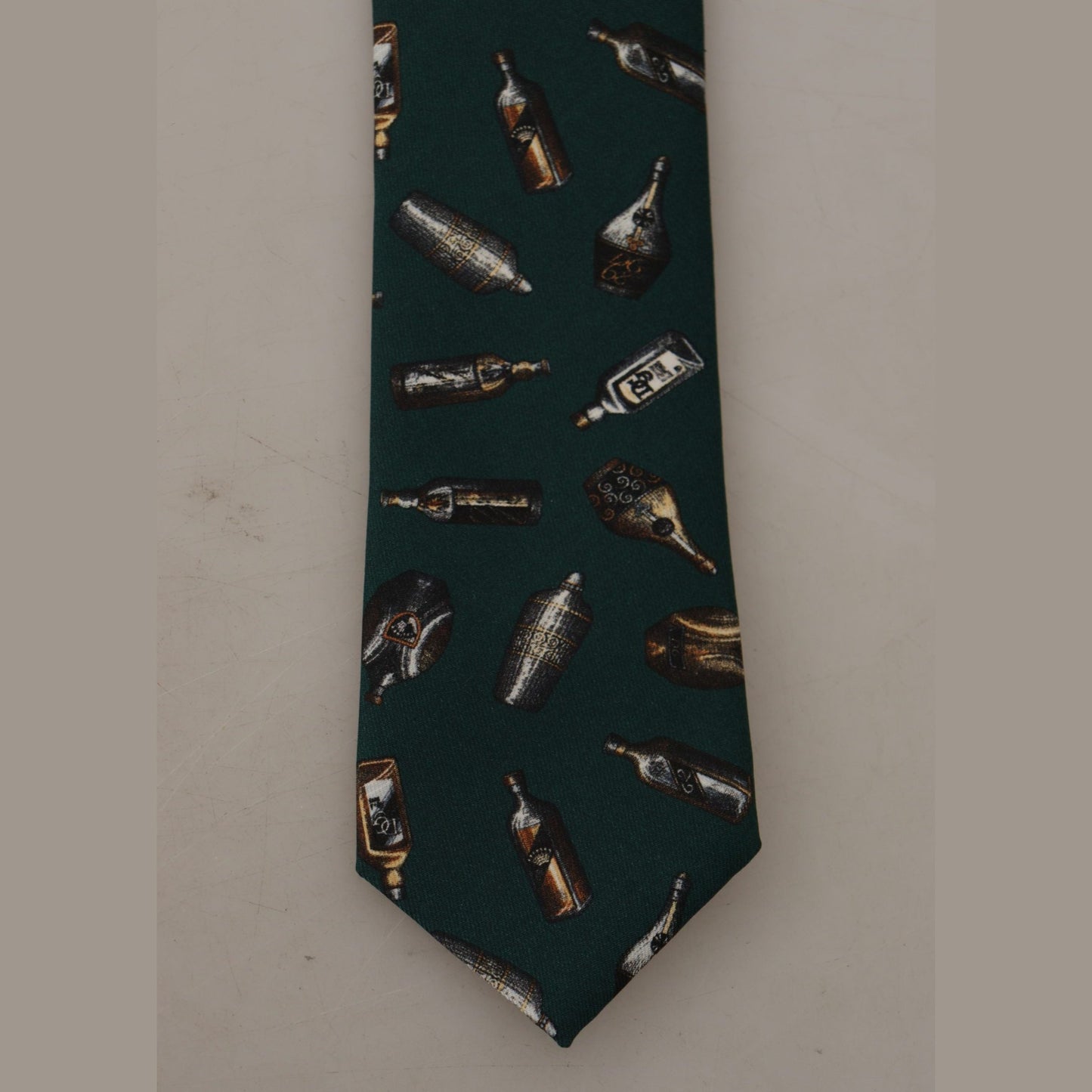 Dolce & Gabbana Black Bottle Fantasy Print Silk Adjustable Accessory Tie