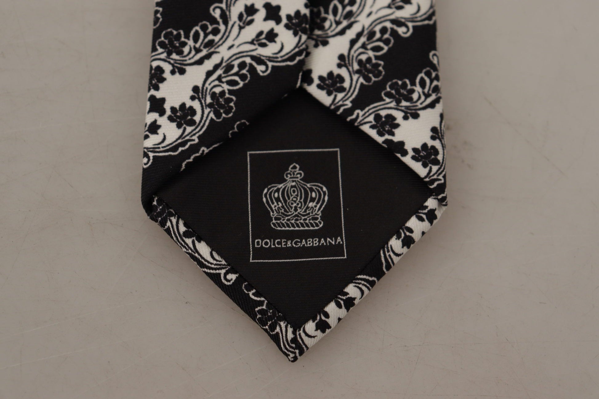 Dolce & Gabbana Black White Flower 100% Silk Print Adjustable Accessory Tie Dolce & Gabbana