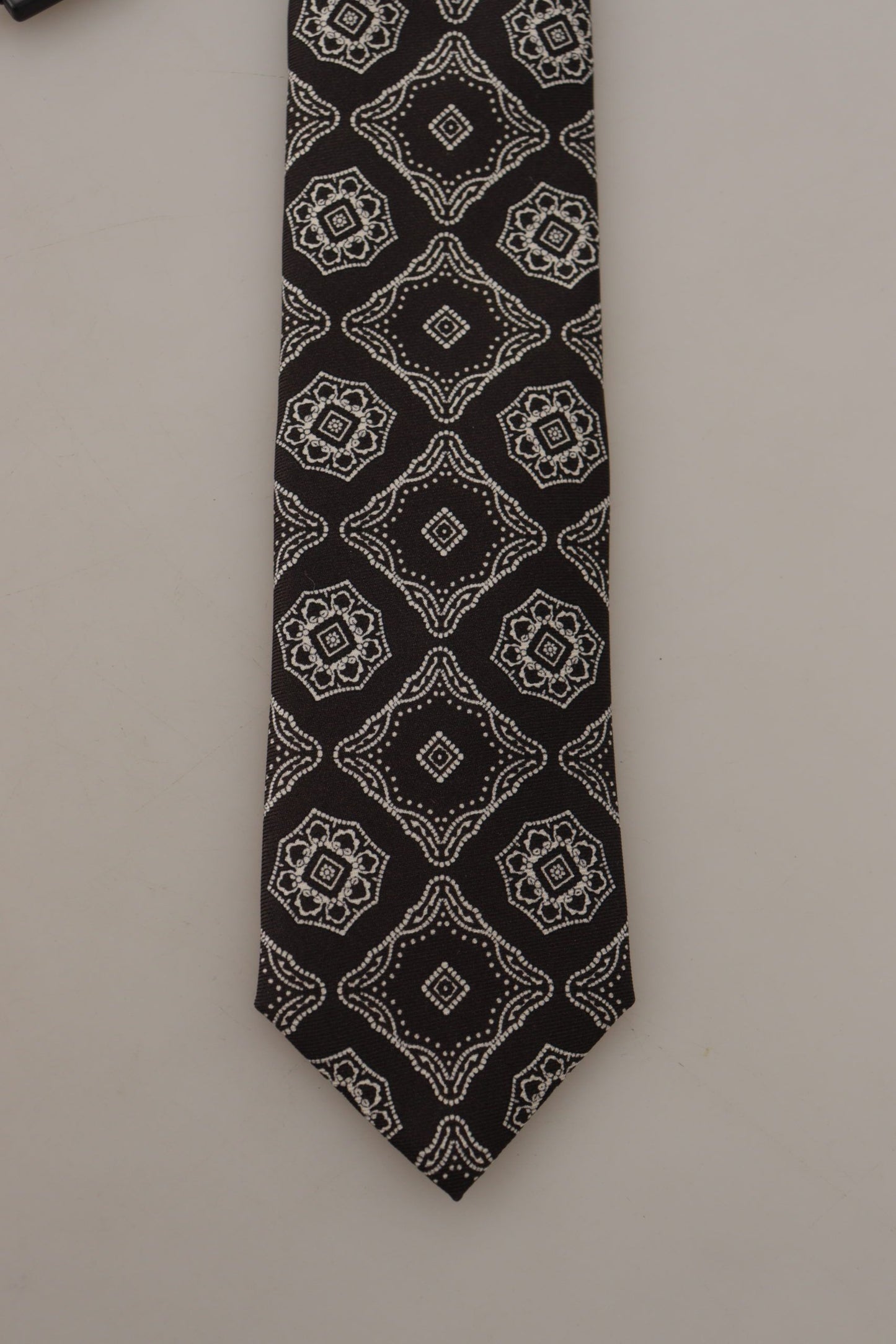 Dolce & Gabbana Black White Square Geometric Print Adjustable Accessory Tie Dolce & Gabbana
