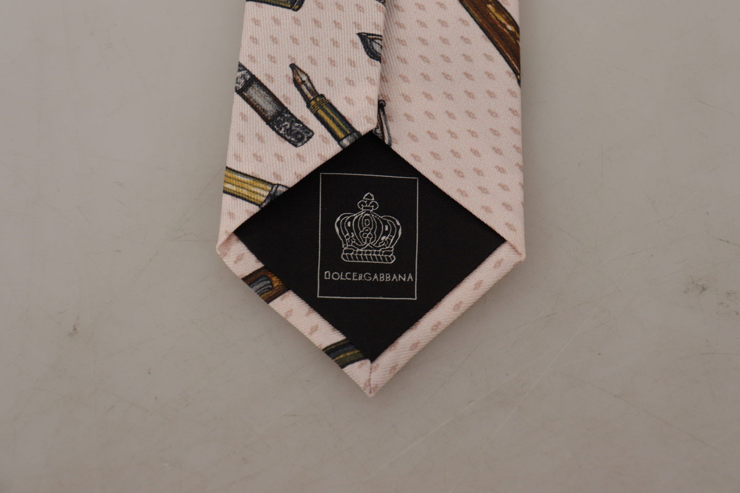 Dolce & Gabbana Pink Pen Dots Print 100% Silk Adjustable Neck Accessory Tie Dolce & Gabbana