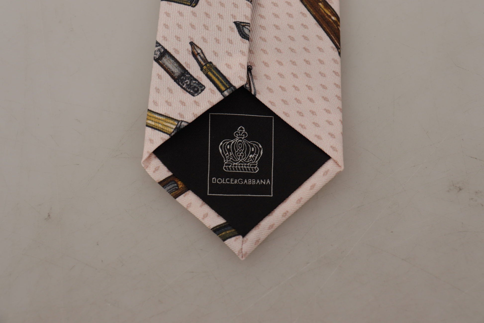 Dolce & Gabbana Pink Pen Dots Print 100% Silk Adjustable Neck Accessory Tie Dolce & Gabbana