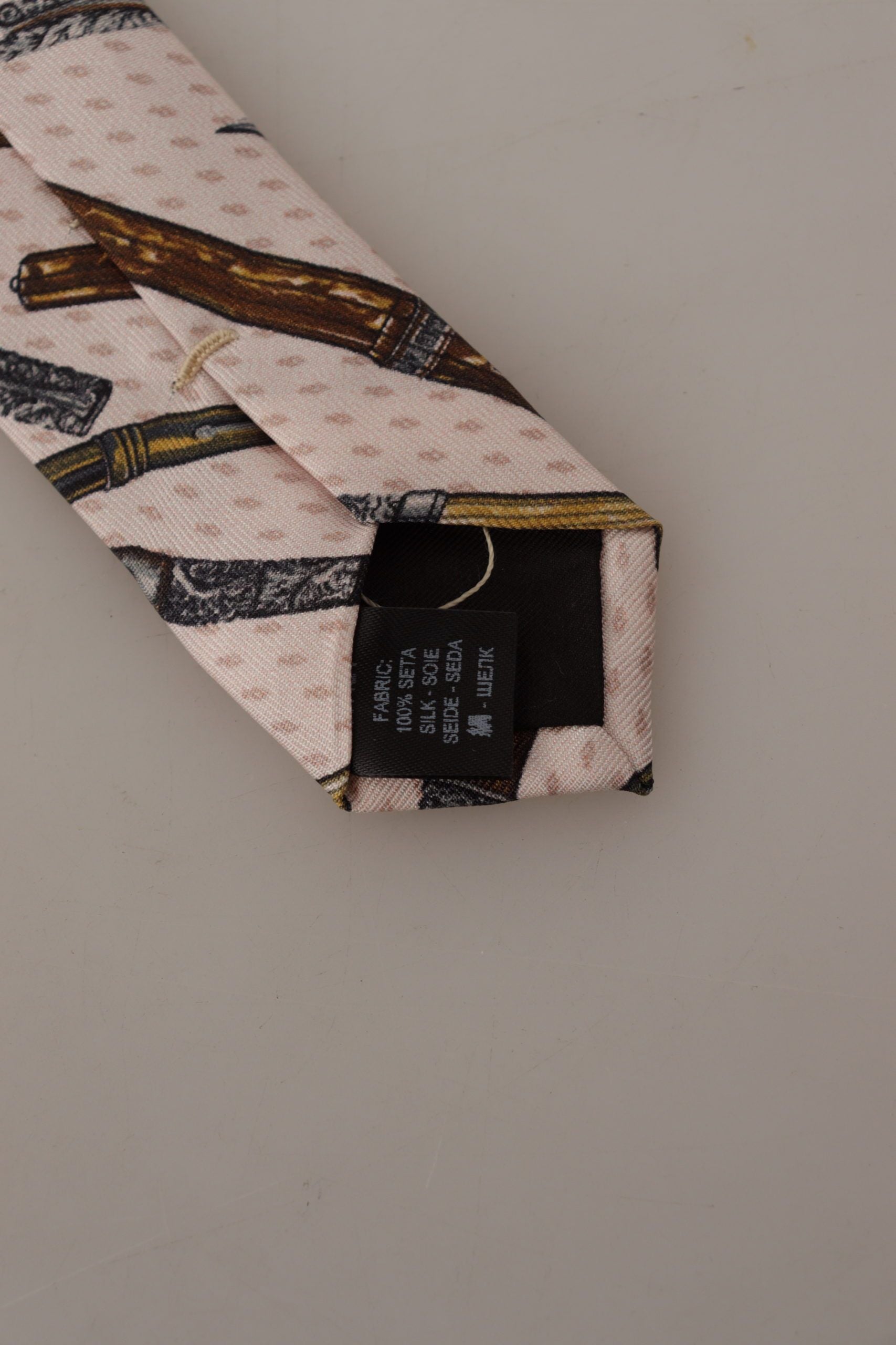 Dolce & Gabbana Pink Pen Dots Print 100% Silk Adjustable Neck Accessory Tie Dolce & Gabbana