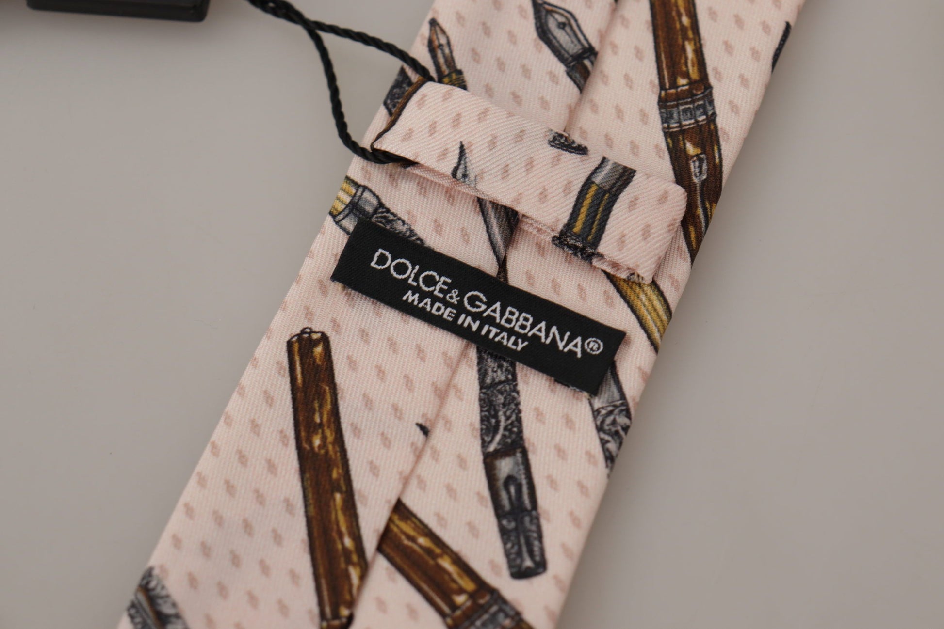 Dolce & Gabbana Pink Pen Dots Print 100% Silk Adjustable Neck Accessory Tie Dolce & Gabbana