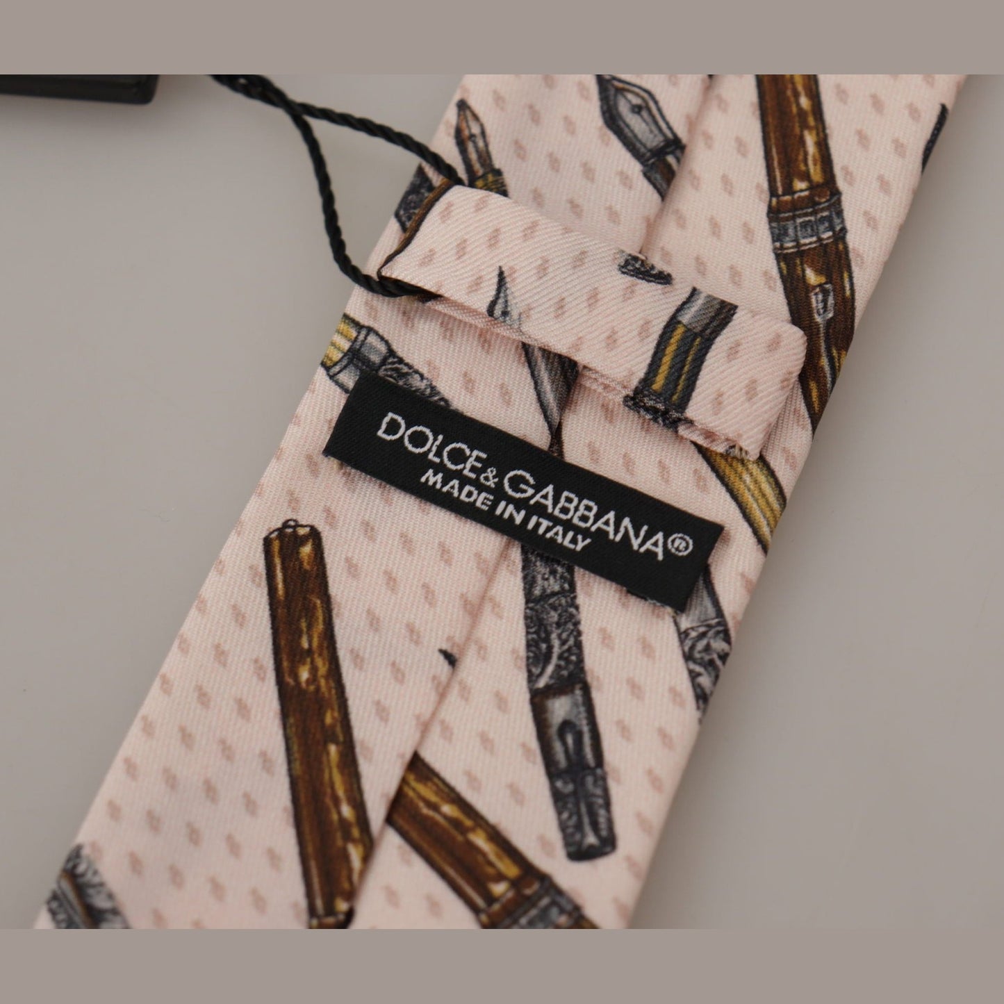 Dolce & Gabbana Pink Pen Dots Print 100% Silk Adjustable Neck Accessory Tie