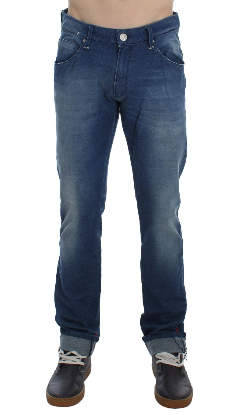 Acht Blue Wash Denim Cotton Stretch Slim Fit Jeans Acht