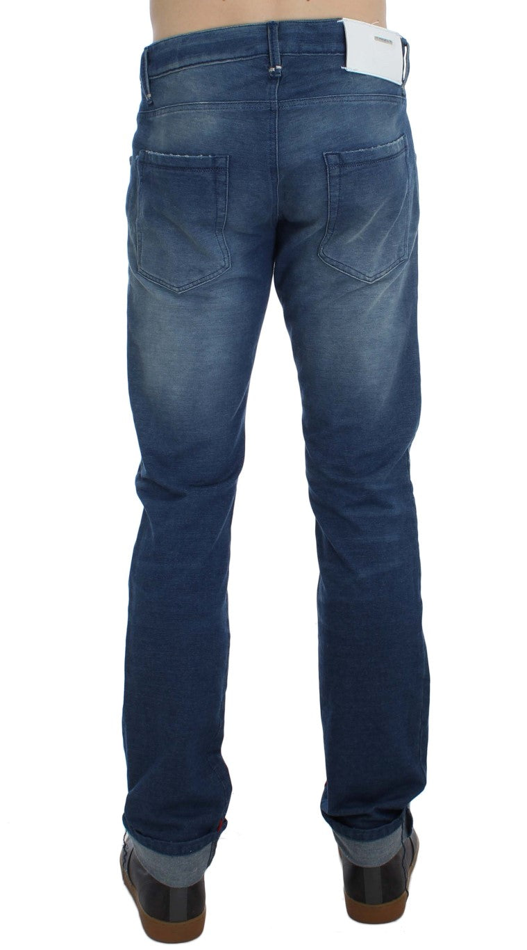 Acht Blue Wash Denim Cotton Stretch Slim Fit Jeans Acht