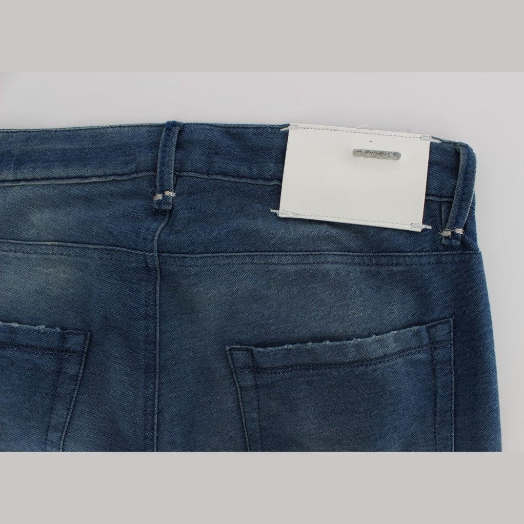 Acht Blue Wash Denim Cotton Stretch Slim Fit Jeans Acht
