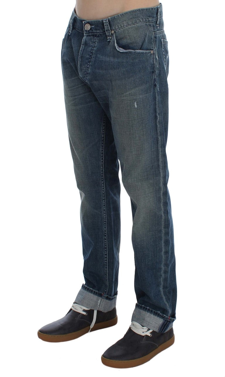Acht Blue Wash Cotton Denim Regular Fit Jeans Acht