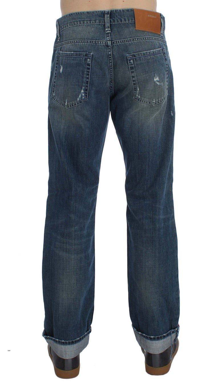 Acht Blue Wash Cotton Denim Regular Fit Jeans Acht