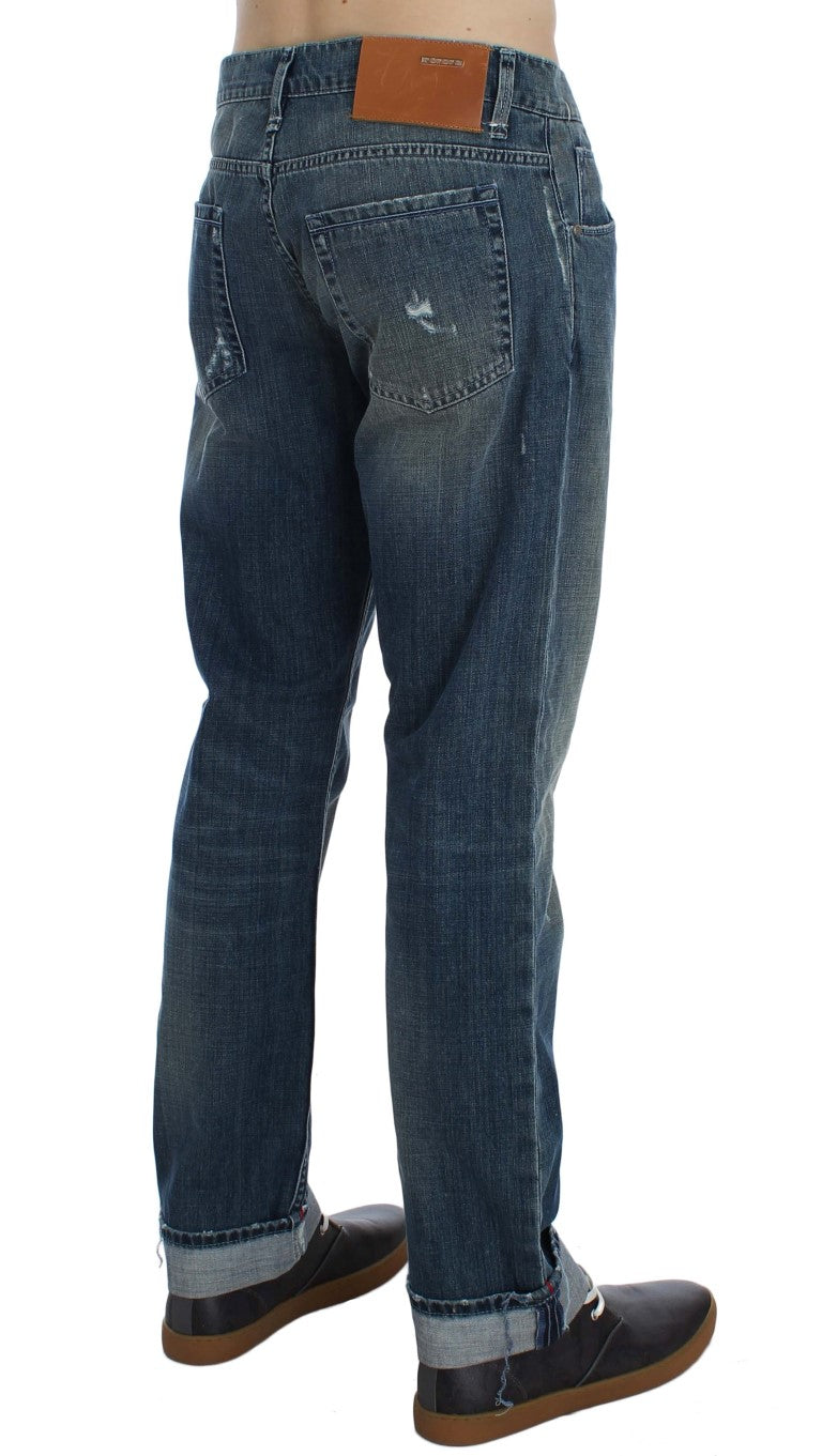 Acht Blue Wash Cotton Denim Regular Fit Jeans Acht