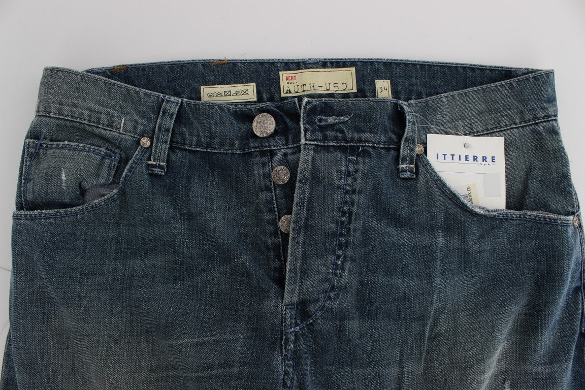 Acht Blue Wash Cotton Denim Regular Fit Jeans Acht