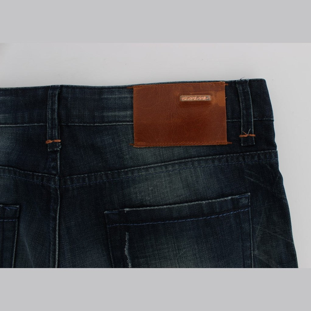 Acht Blue Wash Cotton Denim Slim Fit Jeans Acht