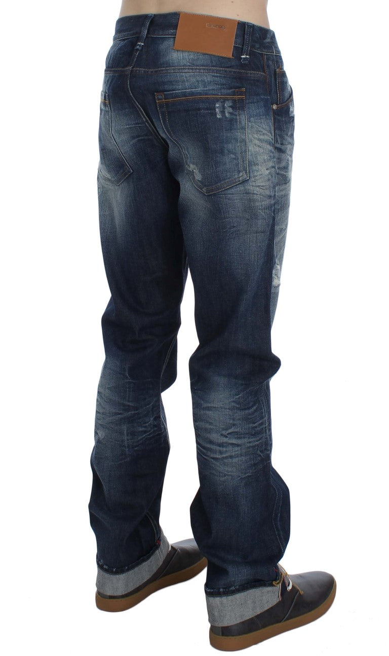 Acht Blue Wash Cotton Denim Regular Fit Jeans Acht