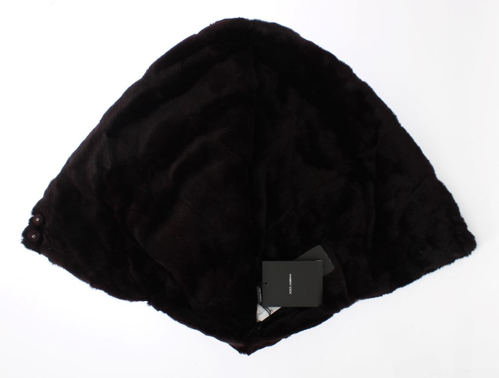 Dolce & Gabbana Purple Weasel Fur Crochet Hood Scarf Hat Dolce & Gabbana