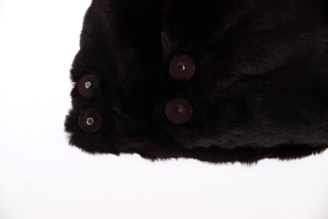 Dolce & Gabbana Purple Weasel Fur Crochet Hood Scarf Hat Dolce & Gabbana
