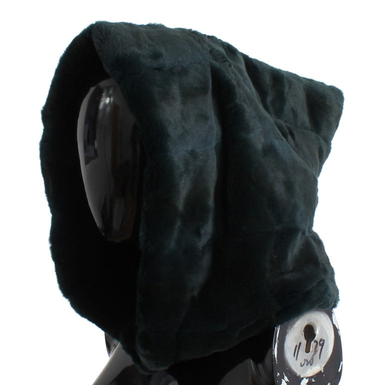 Dolce & Gabbana Green Weasel Fur Crochet Hood Scarf Hat Dolce & Gabbana