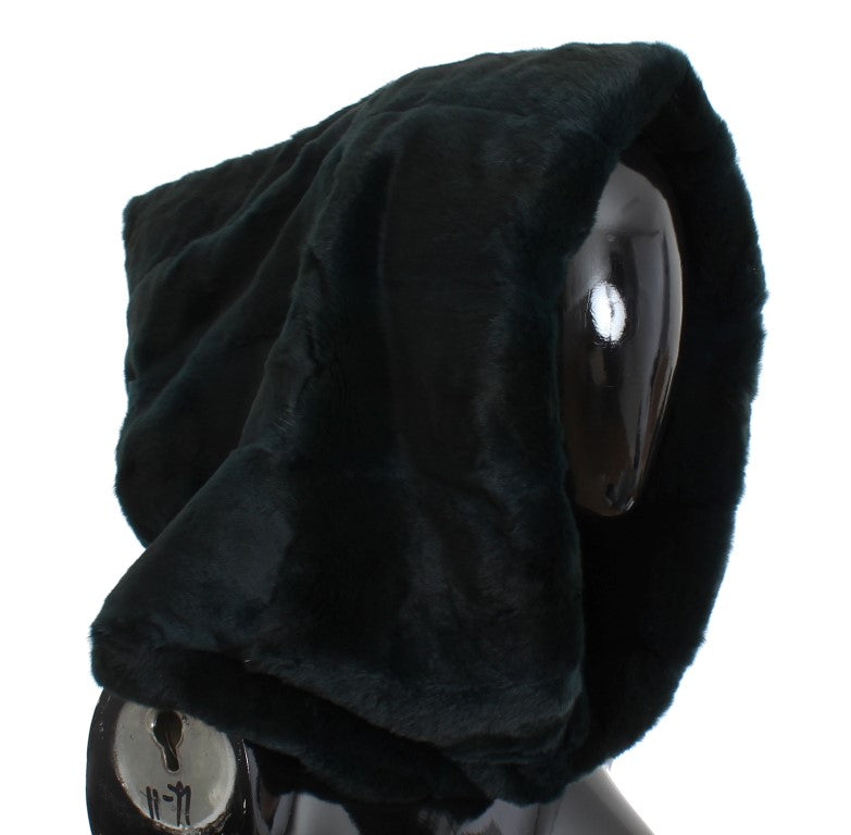 Dolce & Gabbana Green Weasel Fur Crochet Hood Scarf Hat Dolce & Gabbana