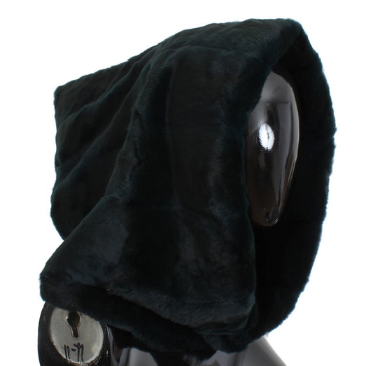 Dolce & Gabbana Green Weasel Fur Crochet Hood Scarf Hat Dolce & Gabbana