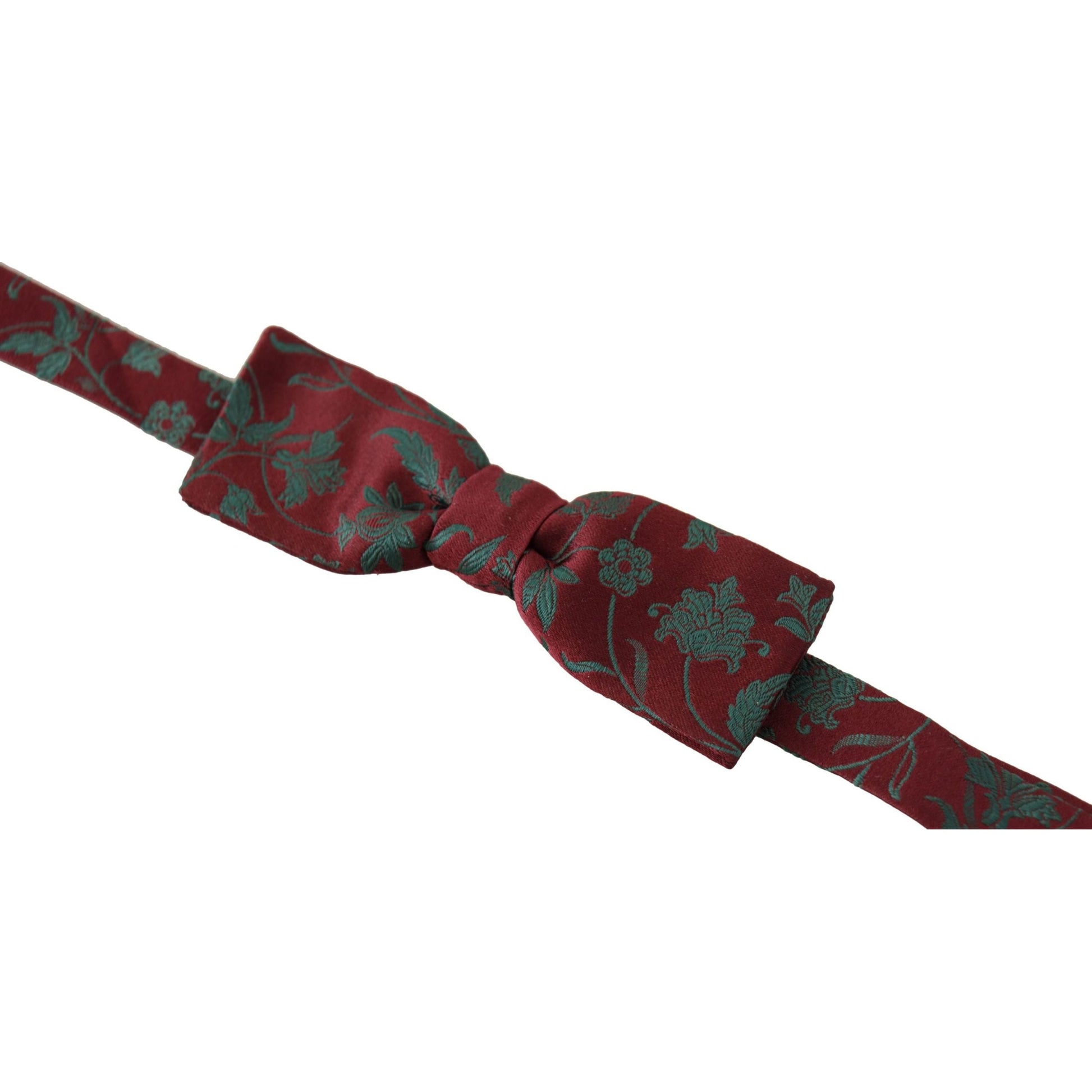 Dolce & Gabbana Maroon Pattern Adjustable Neck Papillon Bow Tie