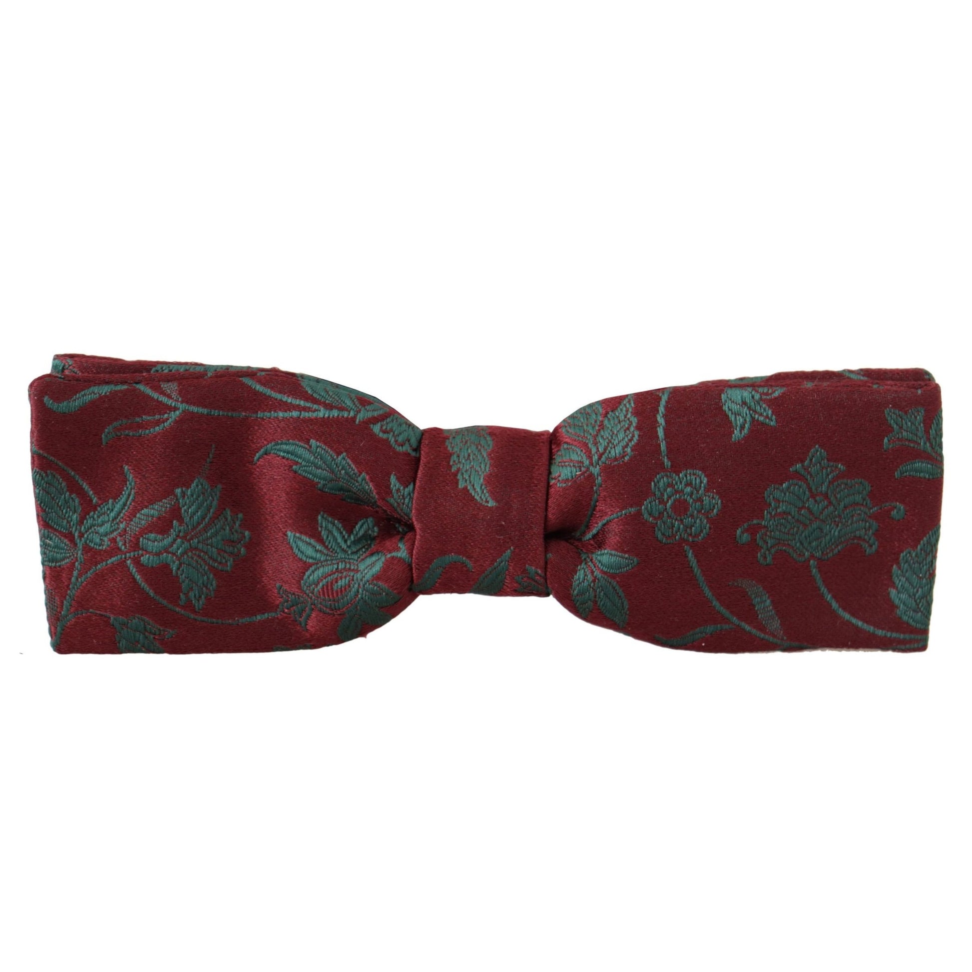 Dolce & Gabbana Maroon Pattern Adjustable Neck Papillon Bow Tie