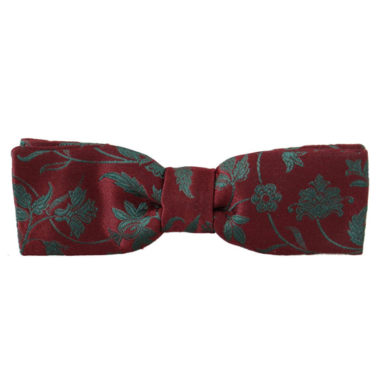 Dolce & Gabbana Maroon Pattern Adjustable Neck Papillon Bow Tie