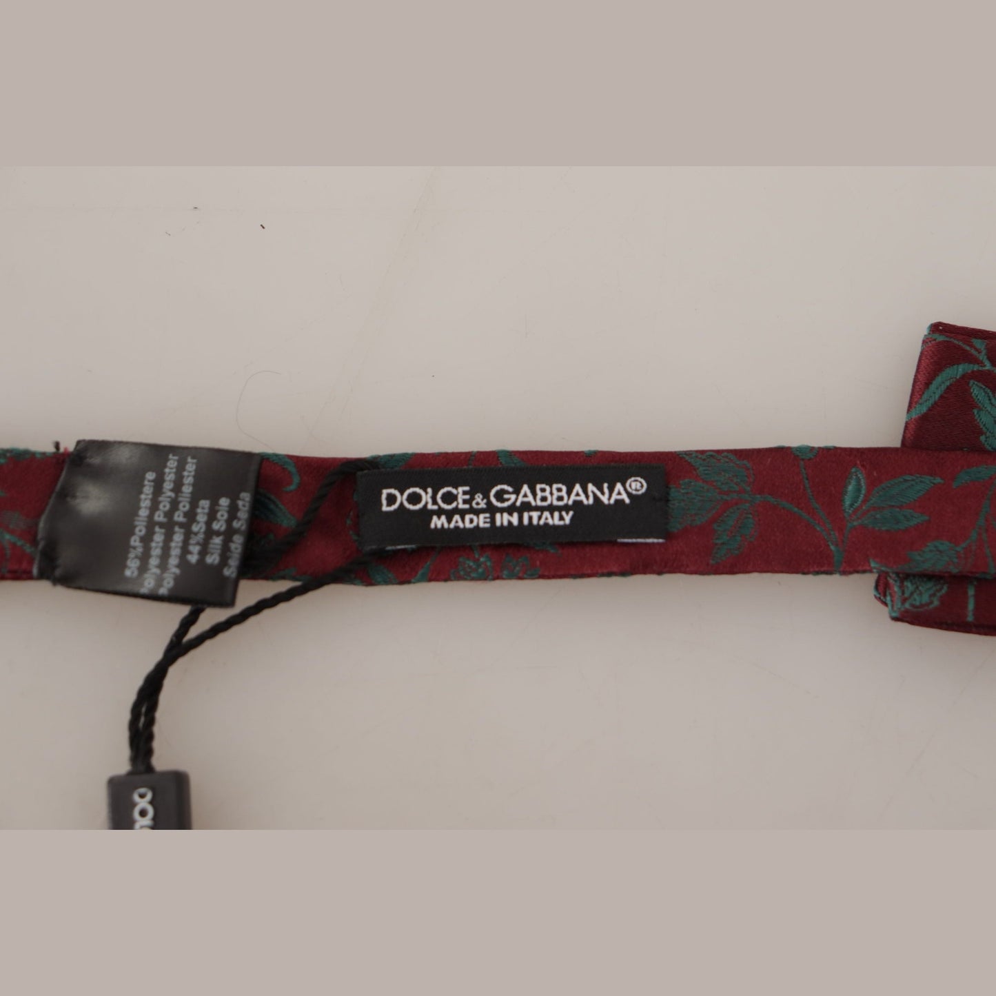 Dolce & Gabbana Maroon Pattern Adjustable Neck Papillon Bow Tie